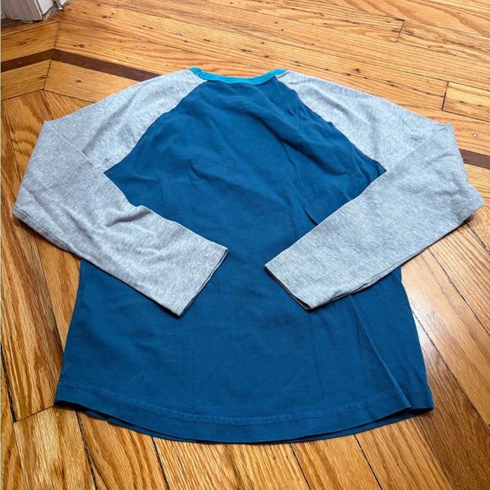 Mini Boden Axolotl Kids Long Sleeve Shirt - Blue and Gray - Picture 4 of 4